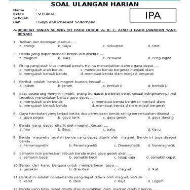 15 Contoh Soal IPA Kelas 5 Semester 1 Terbaru yang Sering Muncul Saat Ujian Sekolah
