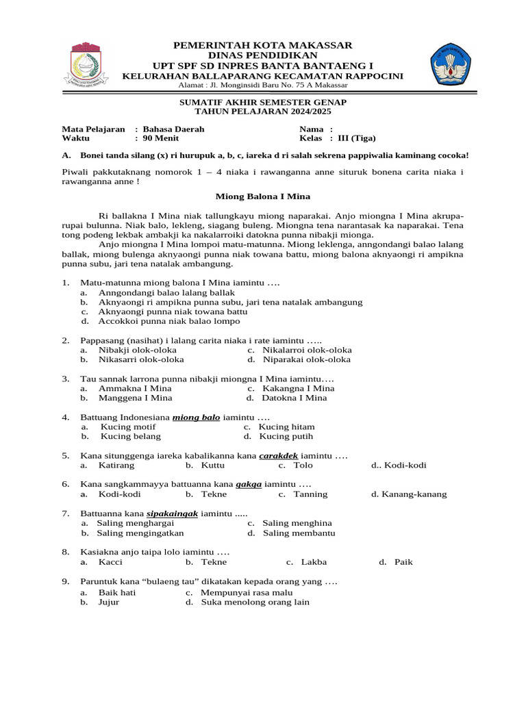 5 Rahasia Mudah Memahami Soal Bahasa Daerah Kelas 3 Semester 1 Agar Nilai Anak Maksimal
