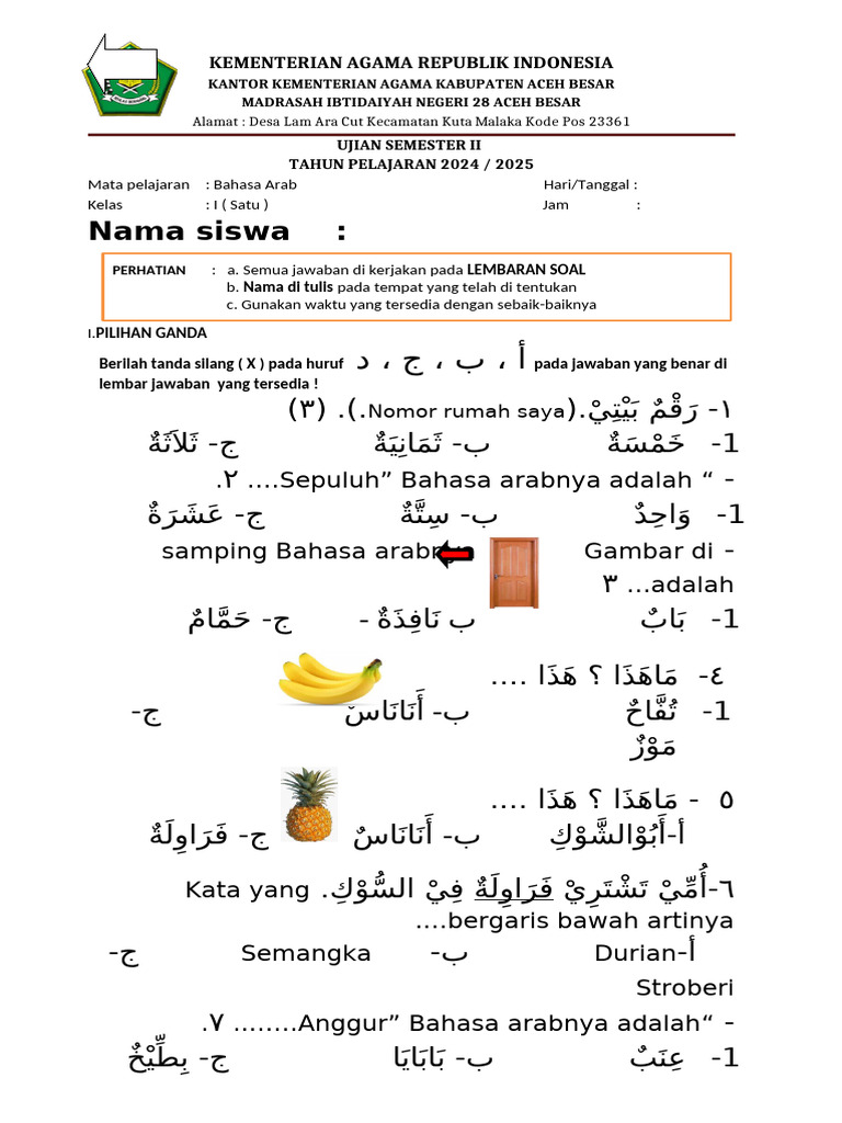 7 Rahasia Latihan Contoh Soal Bahasa Arab Kelas 1 Agar Anak Cepat Hafal dan Paham Materi