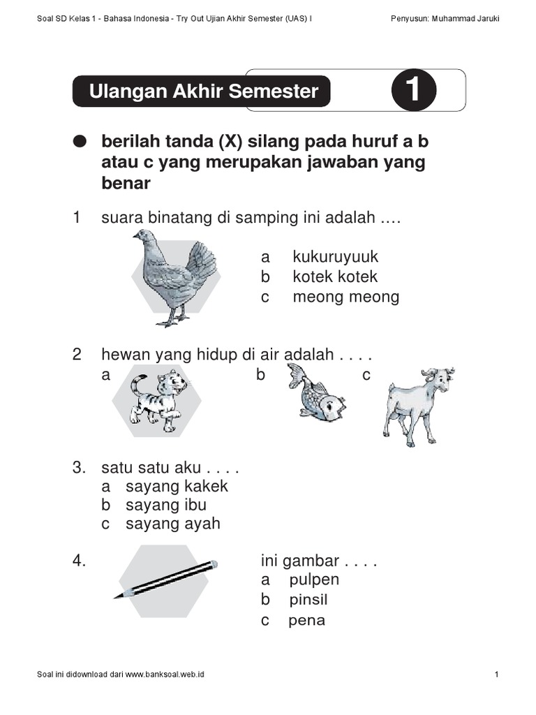 Bocoran 50 Contoh Soal Bahasa Indonesia Kelas 1 Semester 2 yang Sering Keluar Saat Ujian