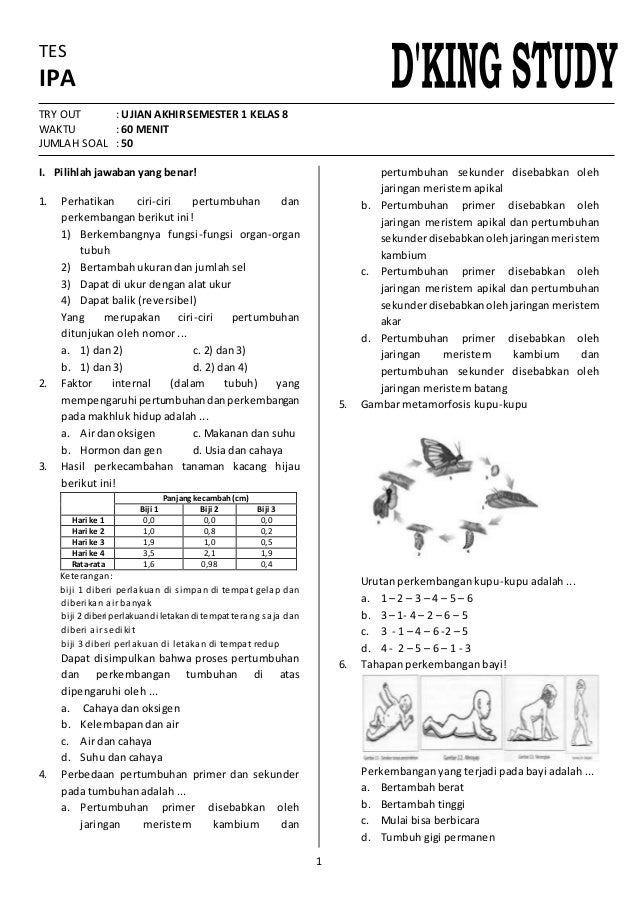contoh soal ipa kelas 9 semester 1