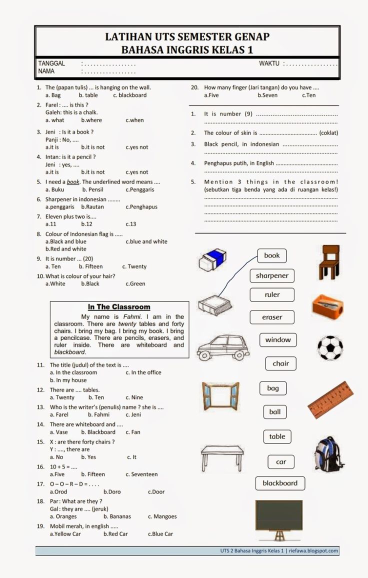 soal uts bahasa inggris kelas 6 semester 1